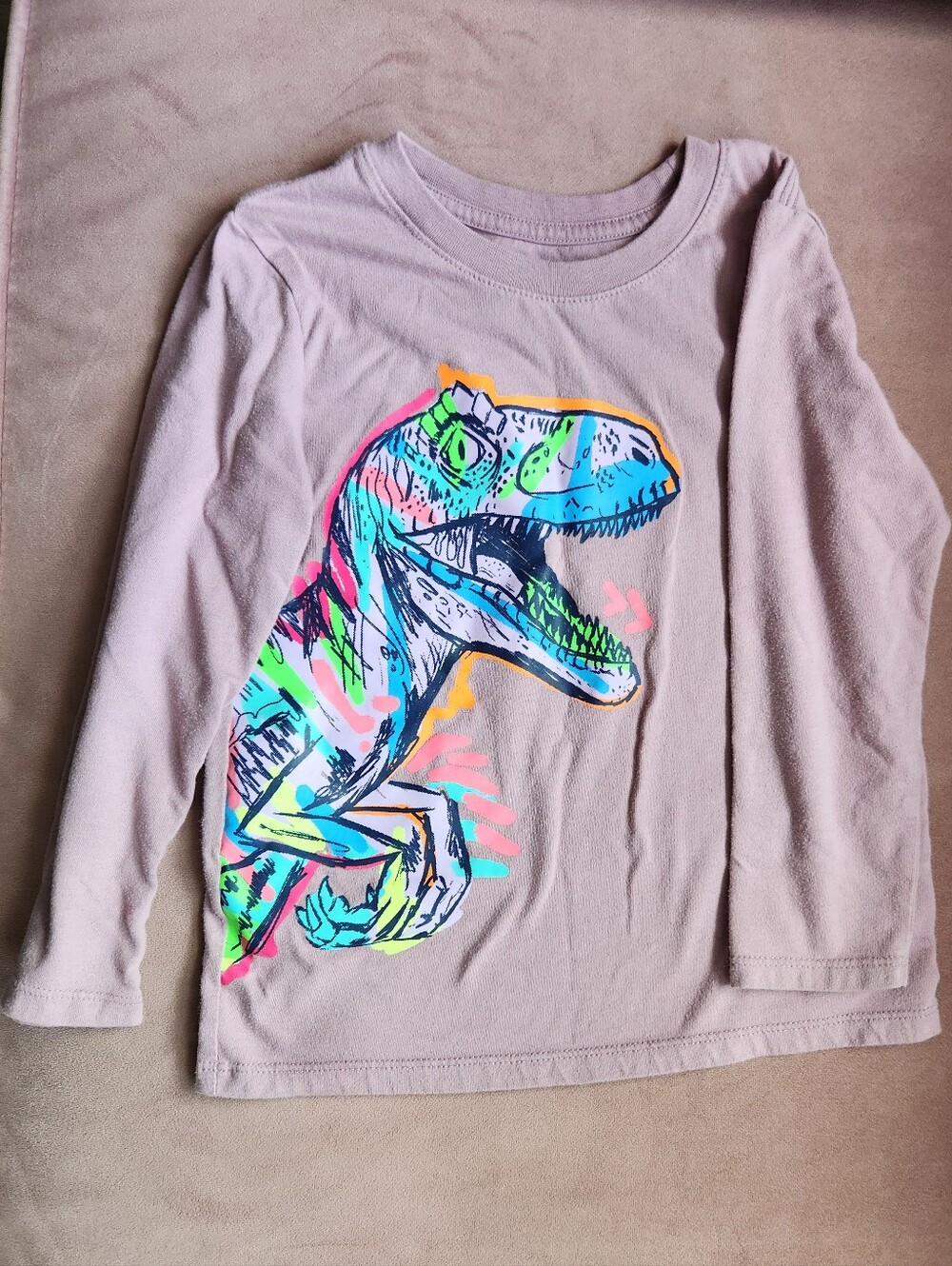 Cat & Jack Kids Long-Sleeve Dinosaur Graphic Tee - Pink Small